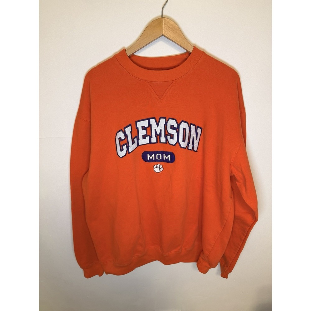 Clemson Tigers Mom Sweatshirt XXL Orange J America Crewneck Embroidered NCAA